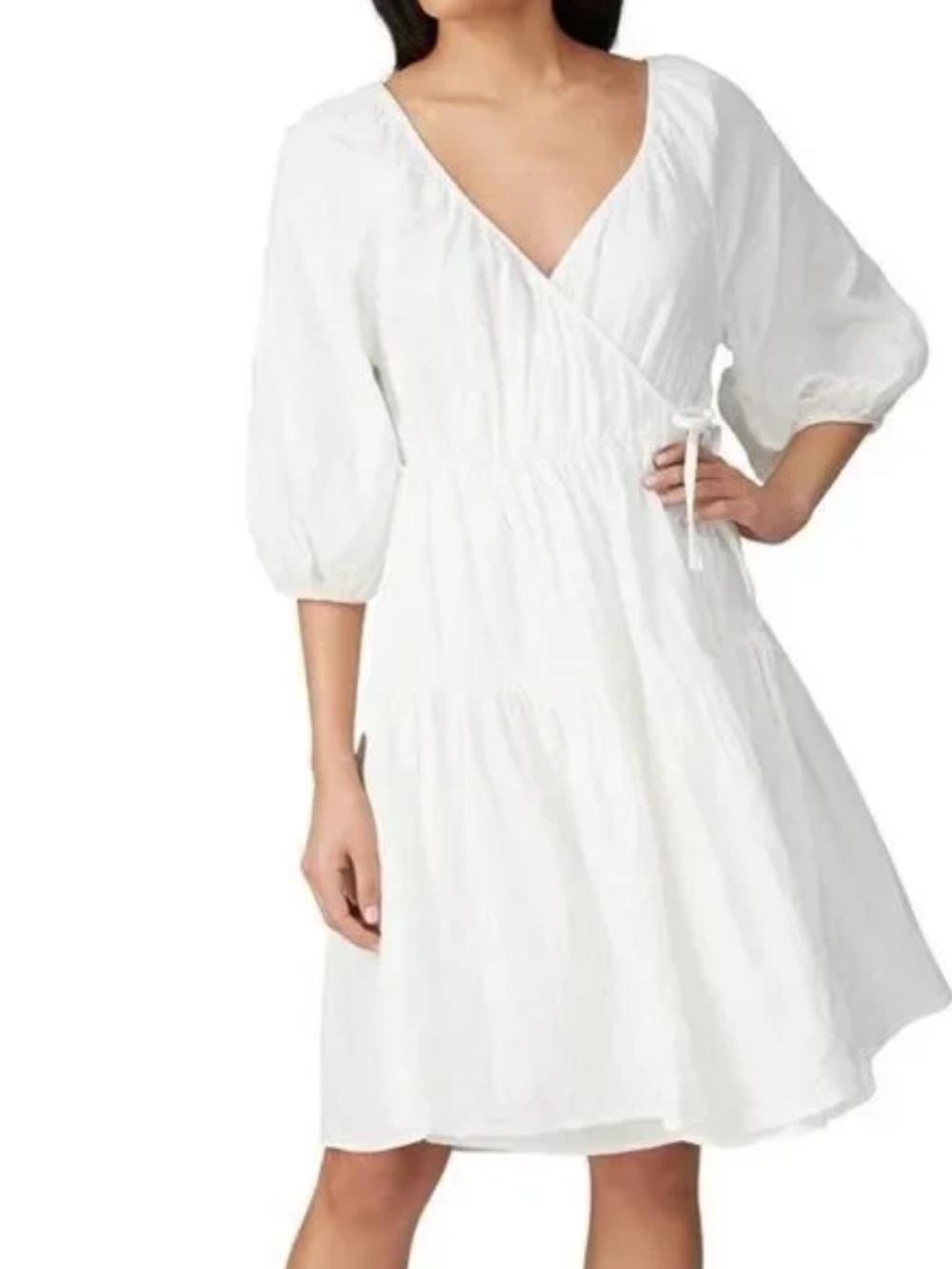 Love Whit White 100% Cotton Gauze Wrap Dress Size Small Retail $279